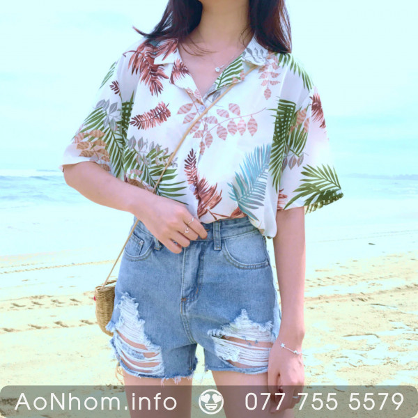 Áo sơ mi đi biển - Lá đỏ