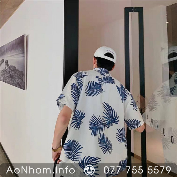 Áo sơ mi đi biển - Lá xám