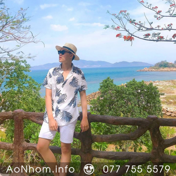Áo sơ mi đi biển - Lá xám