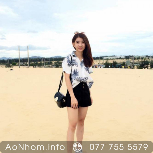Áo sơ mi đi biển - Lá xám