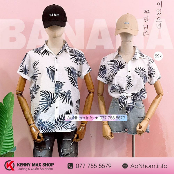 Áo sơ mi đi biển - Lá xám