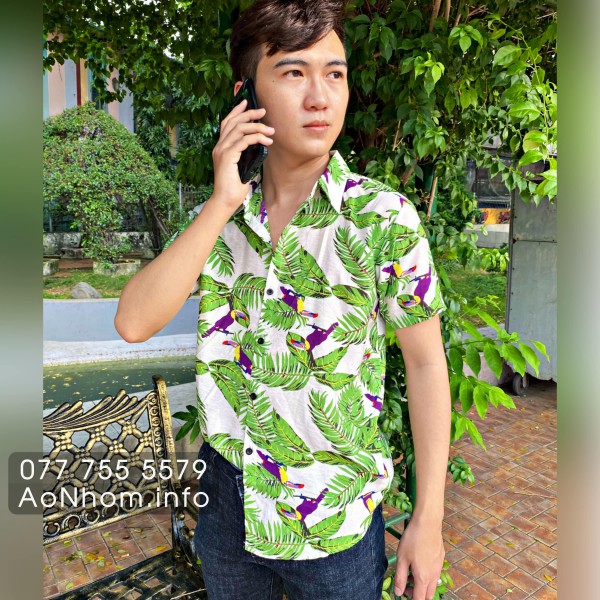 Áo sơ mi đi biển - Vẹt trắng