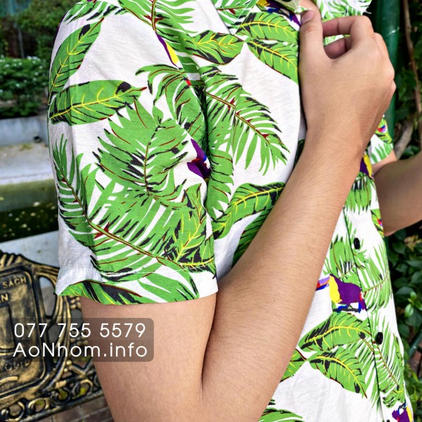 Áo sơ mi đi biển - Vẹt trắng